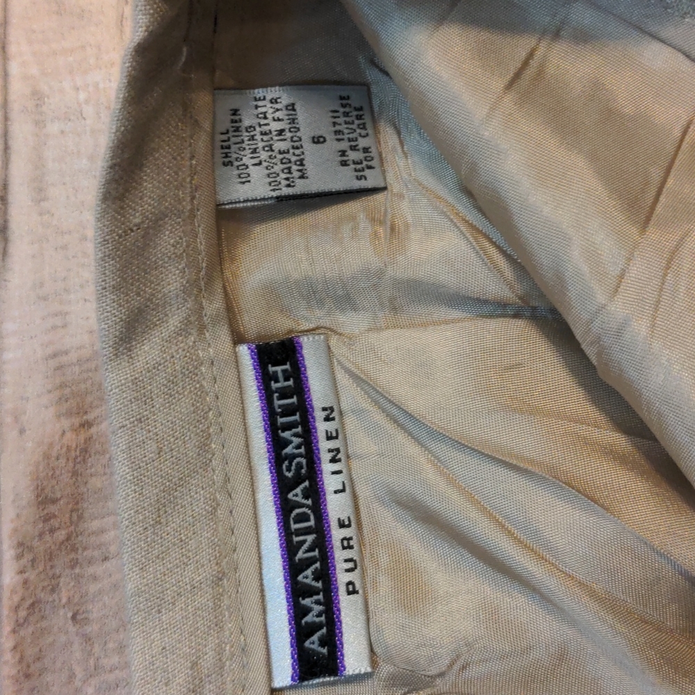 Vintage lined linen skirt light khaki - Picture 5 of 16